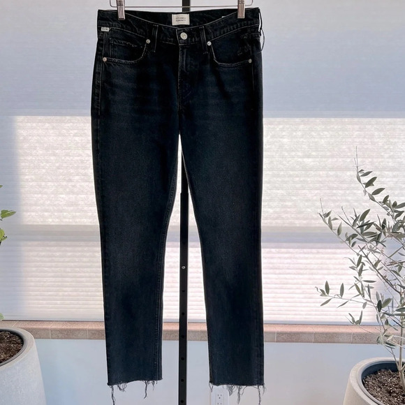 Citizens of Humanity Inga Raw Hem Jeans Stormy Black 27 Classic Edgy Versatile - Picture 1 of 6